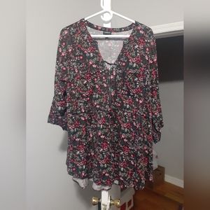 Torrid Floral Zip Front Tunic Poncho/ Top